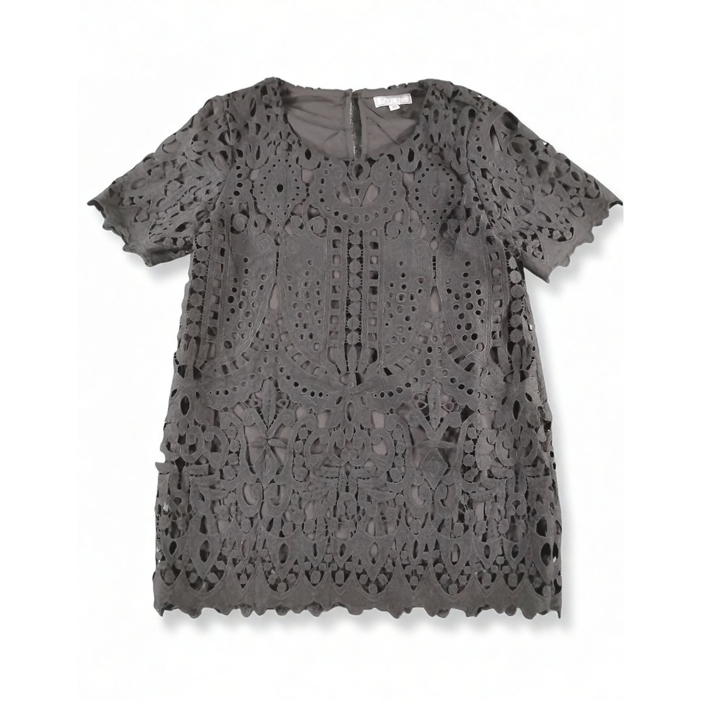 Darling Floral Lace Top XS Short Sleeve Lined Blouse Pullover Coquette Aesthetic